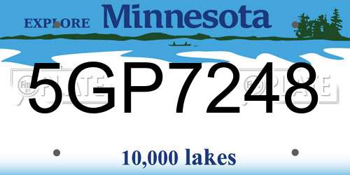 5GP7248 Minnesota License Plate