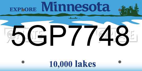 5GP7748 Minnesota License Plate
