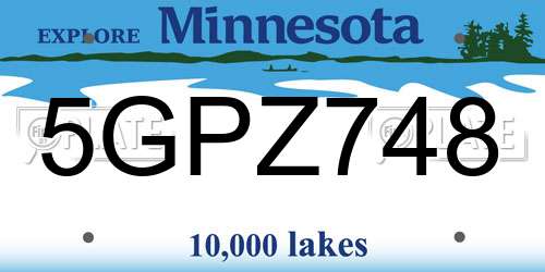 5GPZ748 Minnesota License Plate
