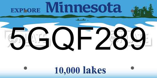5GQF289 Minnesota License Plate