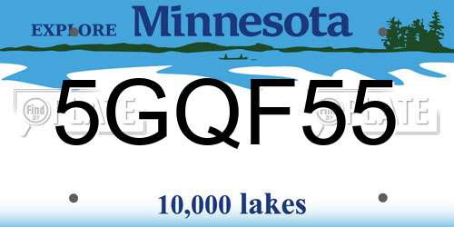 5GQF55 Minnesota License Plate
