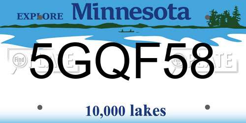 5GQF58 Minnesota License Plate