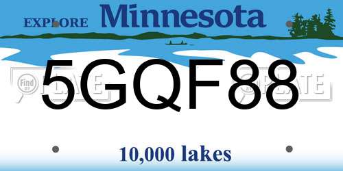 5GQF88 Minnesota License Plate