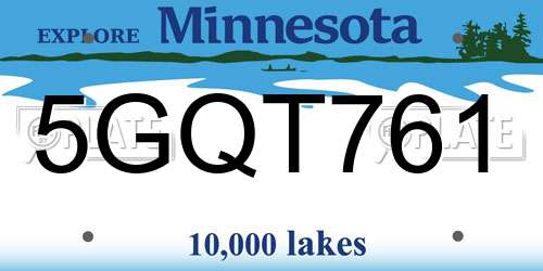 5GQT761 Minnesota License Plate
