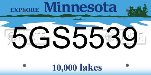 5GS5539 Minnesota License Plate