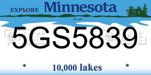 5GS5839 Minnesota License Plate