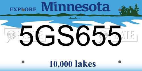 5GS655 Minnesota License Plate