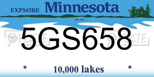5GS658 Minnesota License Plate