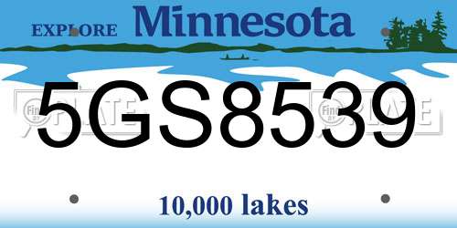 5GS8539 Minnesota License Plate