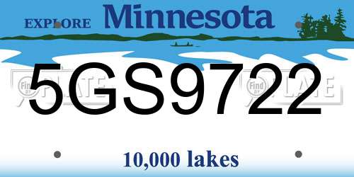 5GS9722 Minnesota License Plate