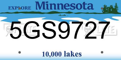 5GS9727 Minnesota License Plate