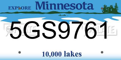5GS9761 Minnesota License Plate