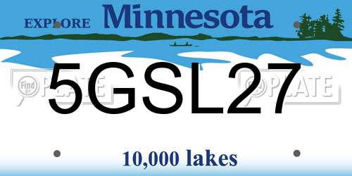 5GSL27 Minnesota License Plate