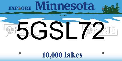 5GSL72 Minnesota License Plate