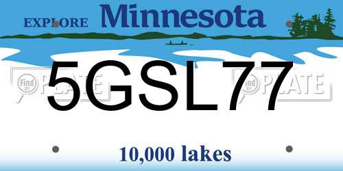 5GSL77 Minnesota License Plate
