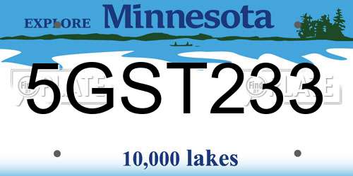 5GST233 Minnesota License Plate
