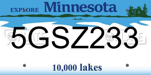 5GSZ233 Minnesota License Plate
