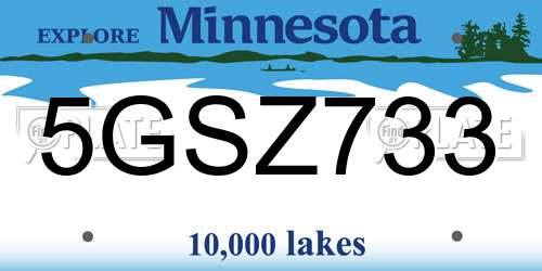 5GSZ733 Minnesota License Plate