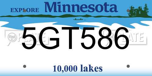5GT586 Minnesota License Plate