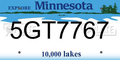 5GT7767 Minnesota License Plate