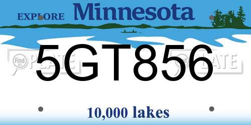 5GT856 Minnesota License Plate