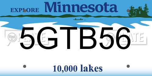 5GTB56 Minnesota License Plate