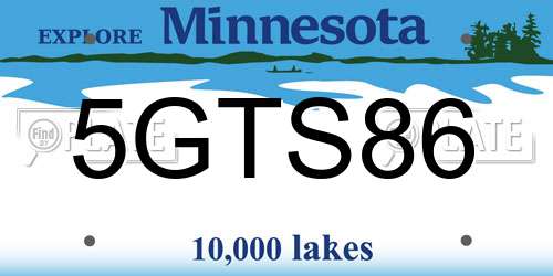 5GTS86 Minnesota License Plate