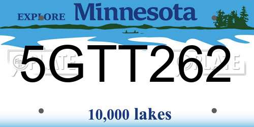 5GTT262 Minnesota License Plate