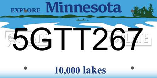 5GTT267 Minnesota License Plate