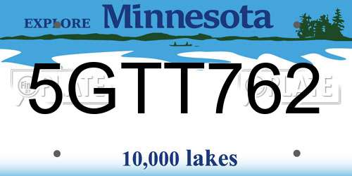 5GTT762 Minnesota License Plate