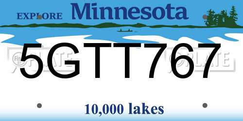 5GTT767 Minnesota License Plate