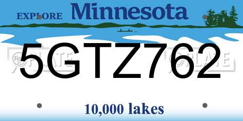 5GTZ762 Minnesota License Plate