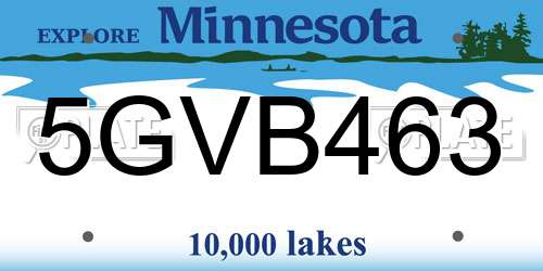 5GVB463 Minnesota License Plate