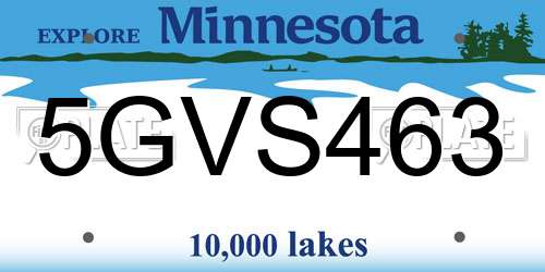 5GVS463 Minnesota License Plate
