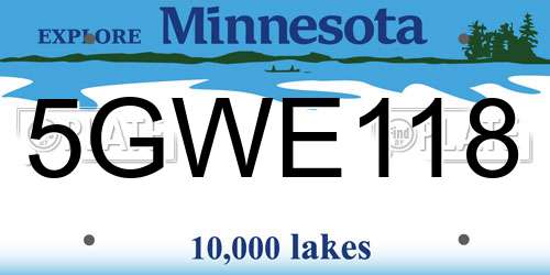 5GWE118 Minnesota License Plate