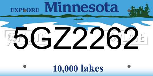 5GZ2262 Minnesota License Plate