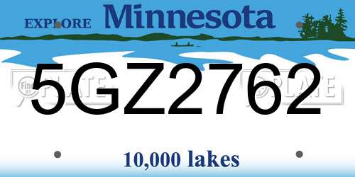 5GZ2762 Minnesota License Plate
