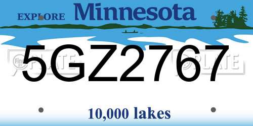 5GZ2767 Minnesota License Plate