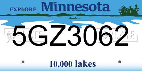 5GZ3062 Minnesota License Plate