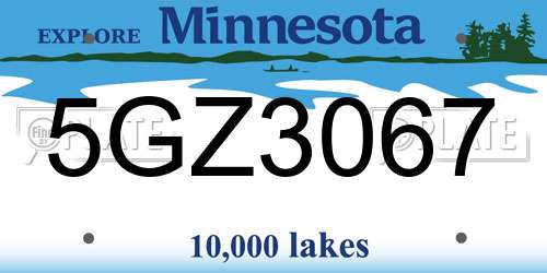 5GZ3067 Minnesota License Plate
