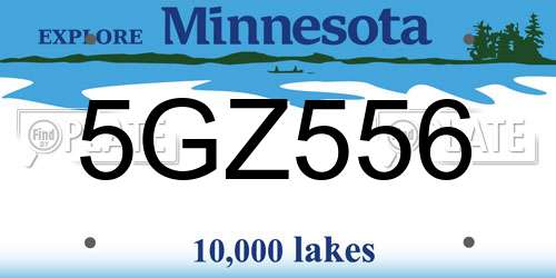 5GZ556 Minnesota License Plate