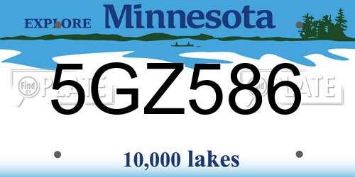 5GZ586 Minnesota License Plate