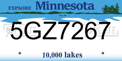 5GZ7267 Minnesota License Plate