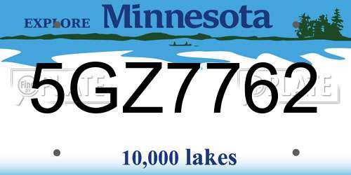 5GZ7762 Minnesota License Plate