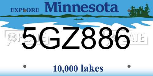 5GZ886 Minnesota License Plate