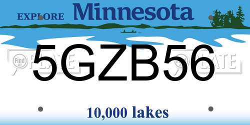 5GZB56 Minnesota License Plate