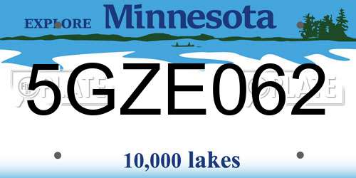 5GZE062 Minnesota License Plate