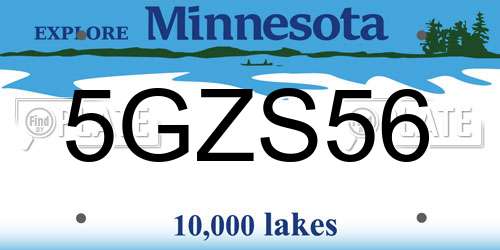 5GZS56 Minnesota License Plate