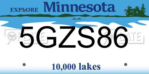 5GZS86 Minnesota License Plate