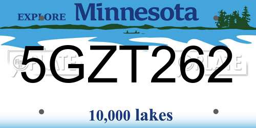 5GZT262 Minnesota License Plate